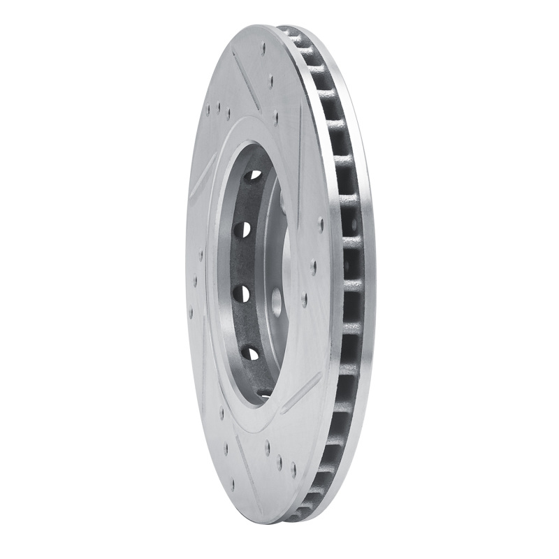 Audi TT Quattro Brake Rotor (1) - Rear Left - R1 Concepts - Drilled & Slotted - Silver - `00-`06